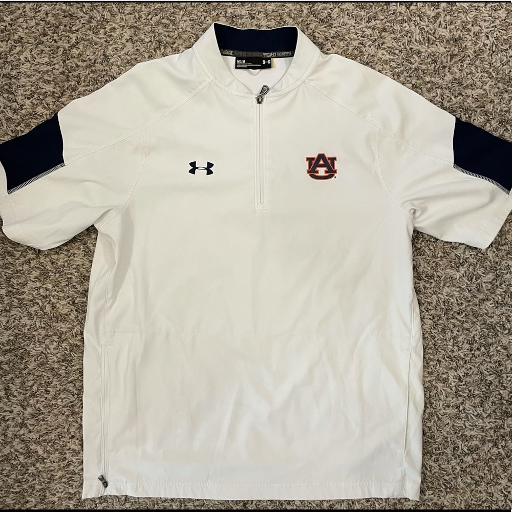 Auburn Under Armour Medium 1/4 Zip White Pullover